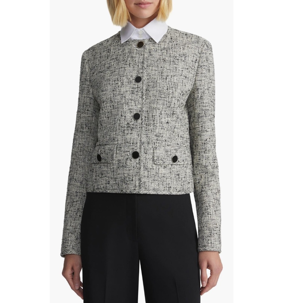 Lafayette 148 New York Collarless Linen Blend Tweed Jacket